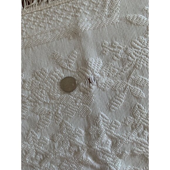 Vintage White Embroidered Table Runner with Fringe Edges 72"x 22" - Picture 8 of 12